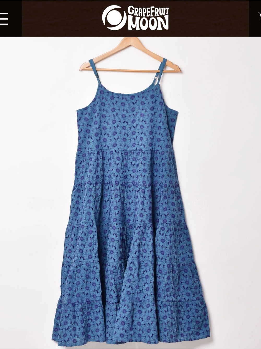 Blue floral emerald motel Woven Pattern Tiered Camisole Dress japanese designe